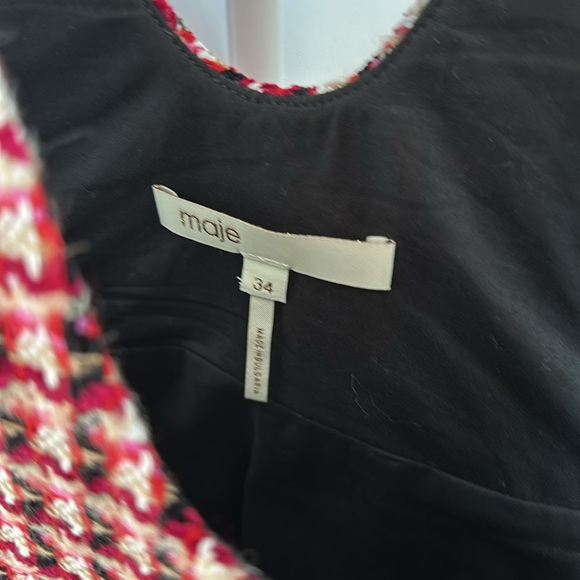 MAJE TROMPE-L’ŒIL TWEED DRESS XS - Picture 13 of 16